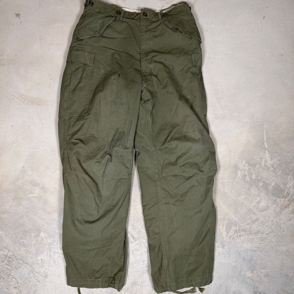Vintage US Army M-1951 Field Trousers Olive Drab Cargo Pants Mens Small Regular